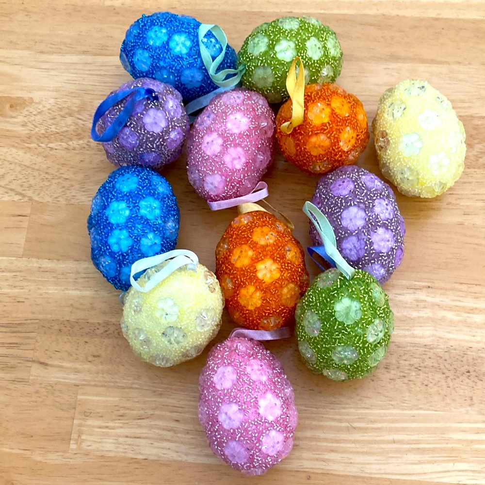 Beaded Egg Colored Ornaments